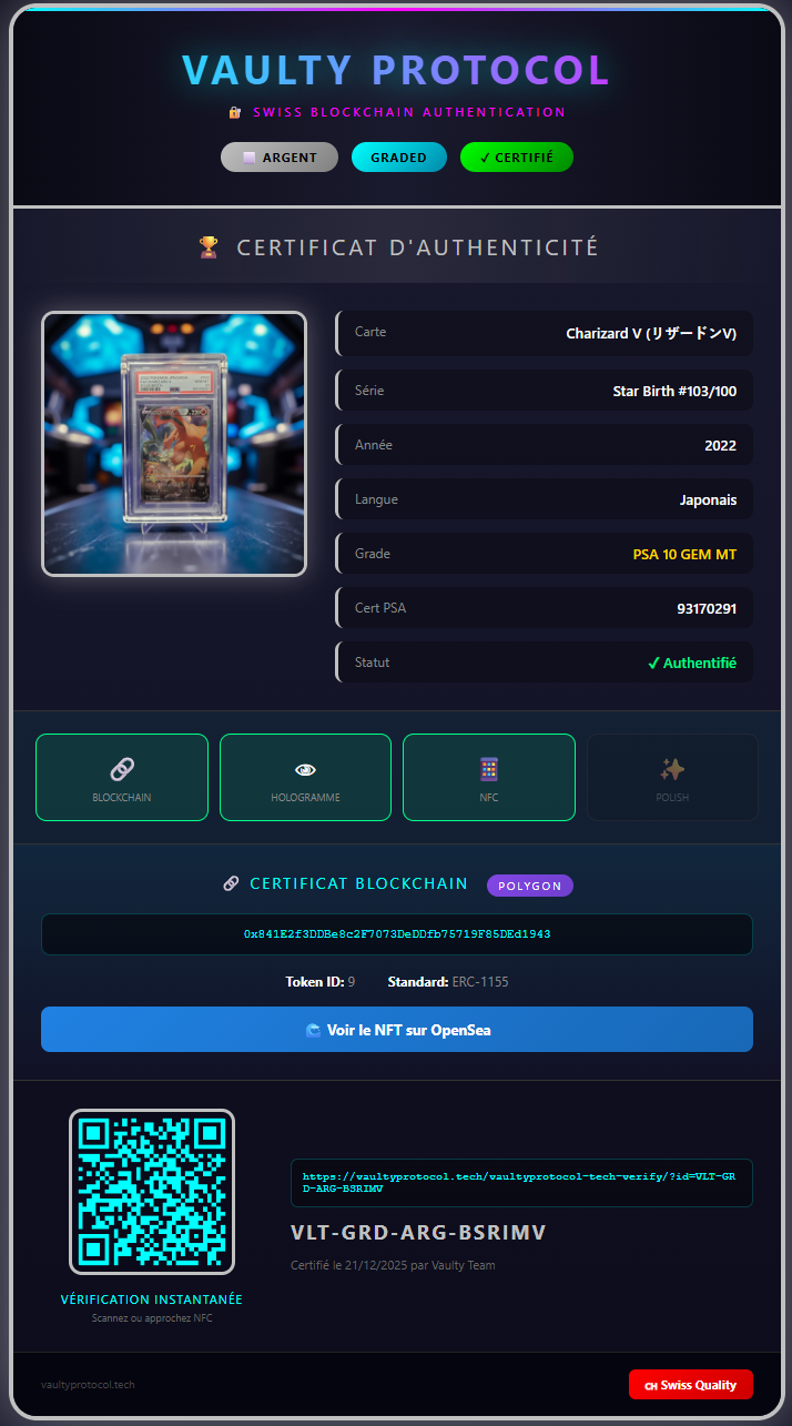 Certificat Charizard