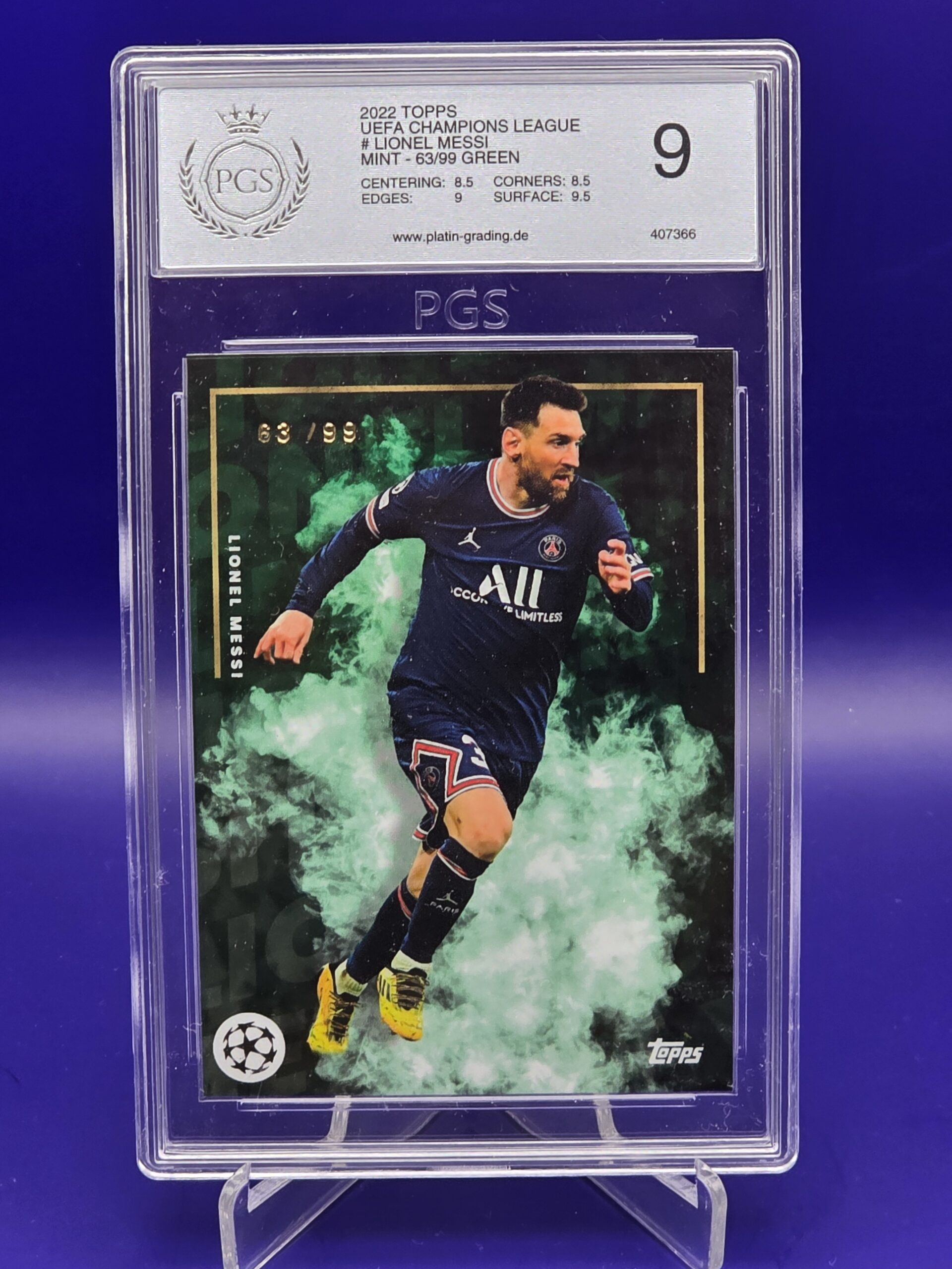 Lionel Messi 63/99 BGS 9 Topps UEFA 2022