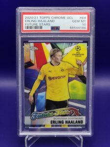 Erling Haaland #EH 2020/21 Topps Chrome UCL Future Stars PSA 10 — Vaulty Certified (en cours)