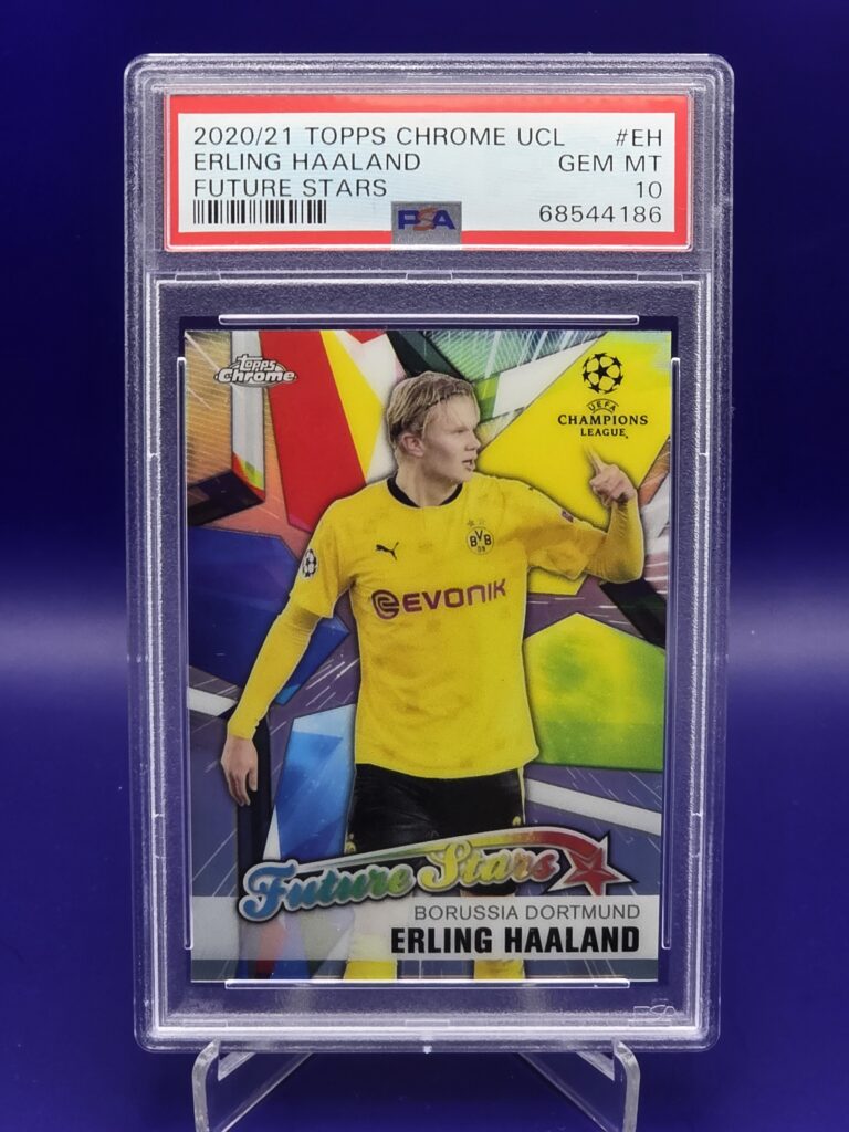 Erling Haaland #EH 2020/21 Topps Chrome UCL Future Stars PSA 10 — Vaulty Certified (en cours)