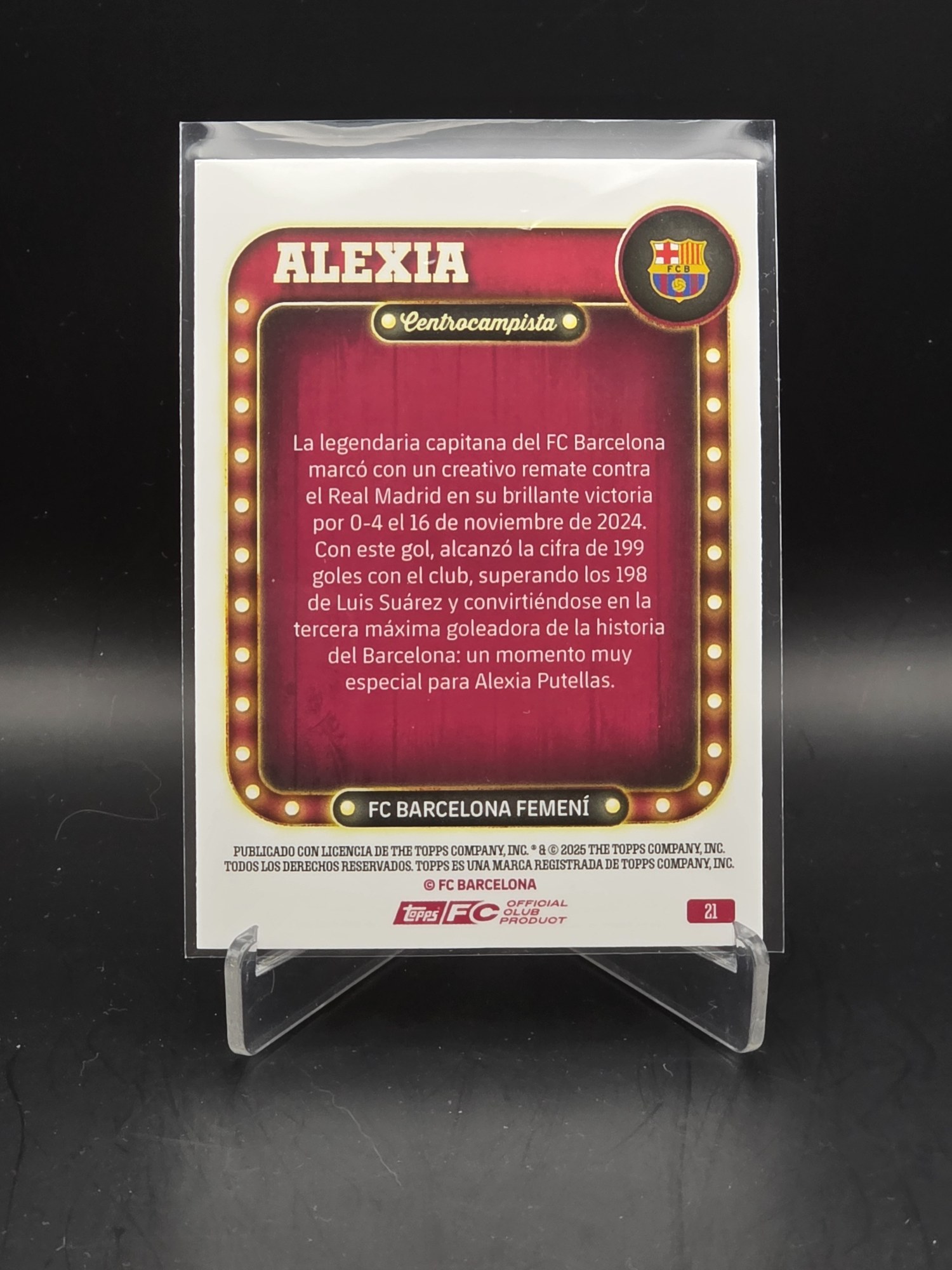 Alexia Putellas · Topps FC Barcelona Collector Tin 2025-26 · Name in Lights #21 · FC Barcelona – Image 2