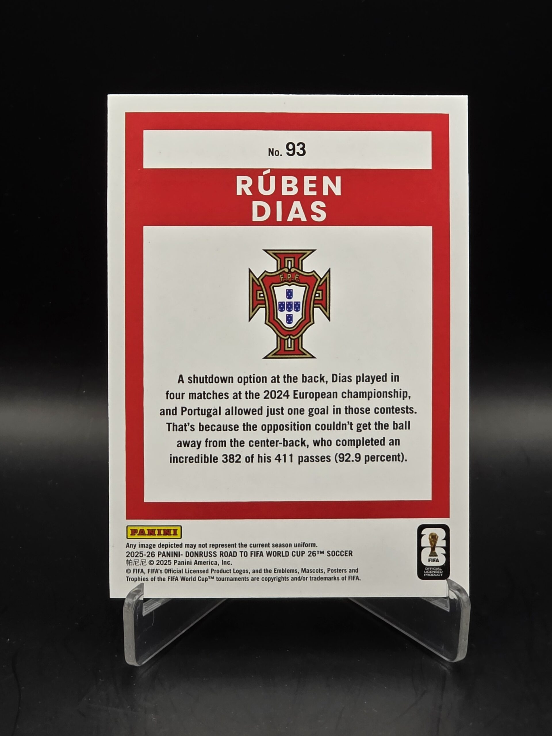 Rúben Dias · Panini Donruss Road to FIFA World Cup 26 · 2025-26 · n°93 · Portugal – Image 2