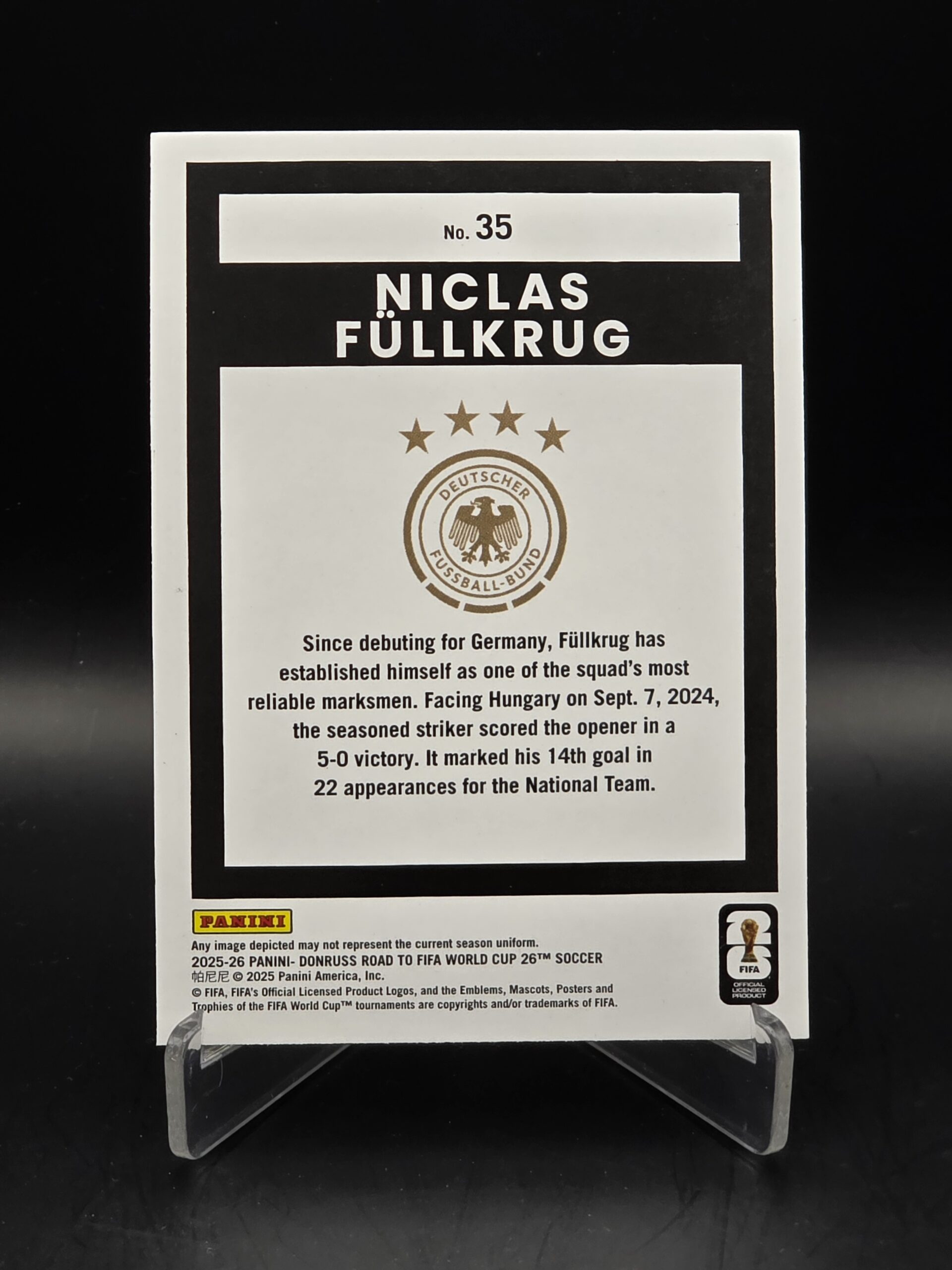 Niclas Füllkrug · Panini Donruss Road to FIFA World Cup 26 · 2025-26 · n°35 · Allemagne – Image 2