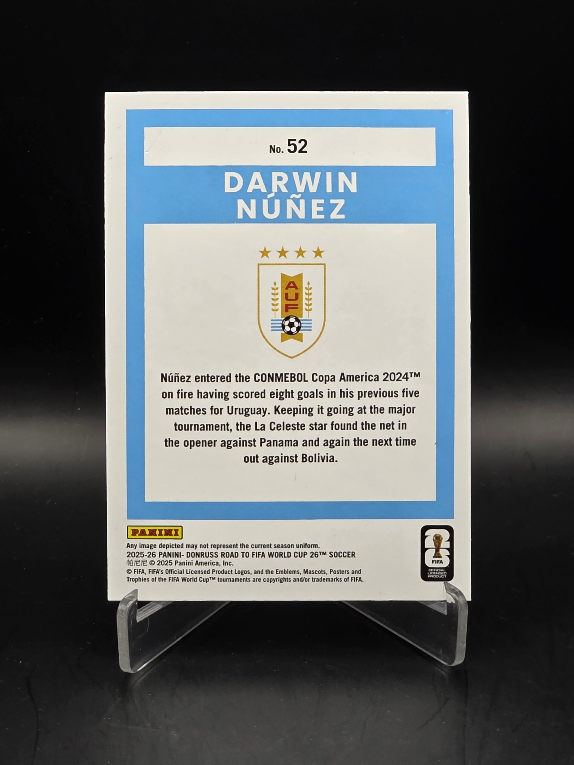 Darwin Núñez · Panini Donruss Road to FIFA World Cup 26 · 2025-26 · n°52 · Uruguay – Image 2