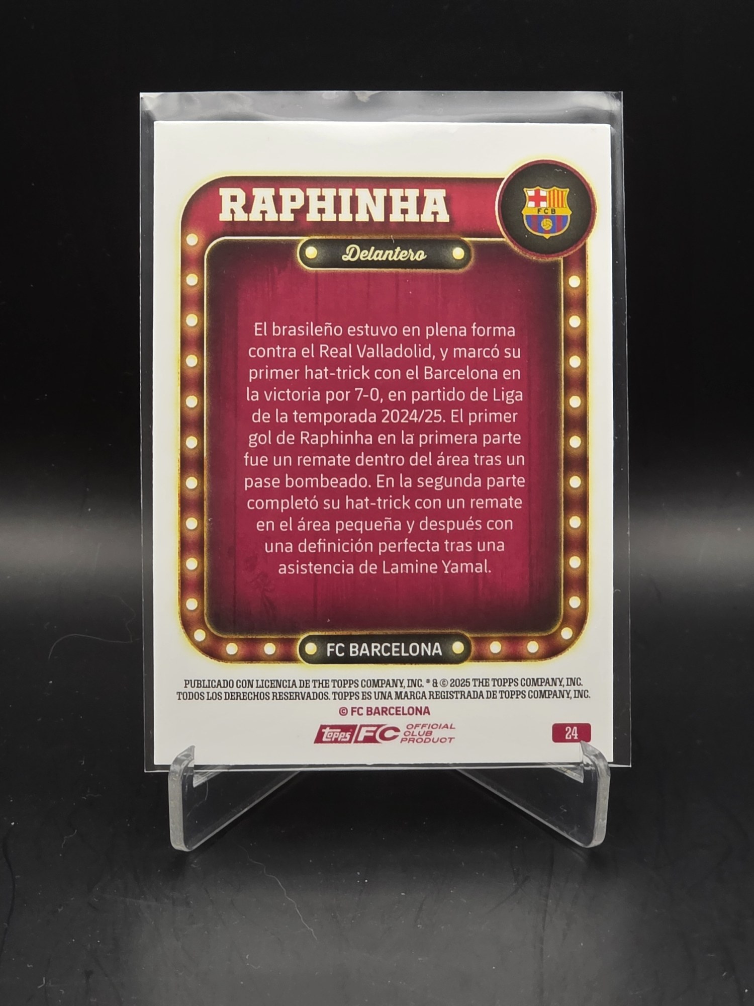 Raphinha · Topps FC Barcelona Collector Tin 2025-26 · Name in Lights #24 · FC Barcelona – Image 2
