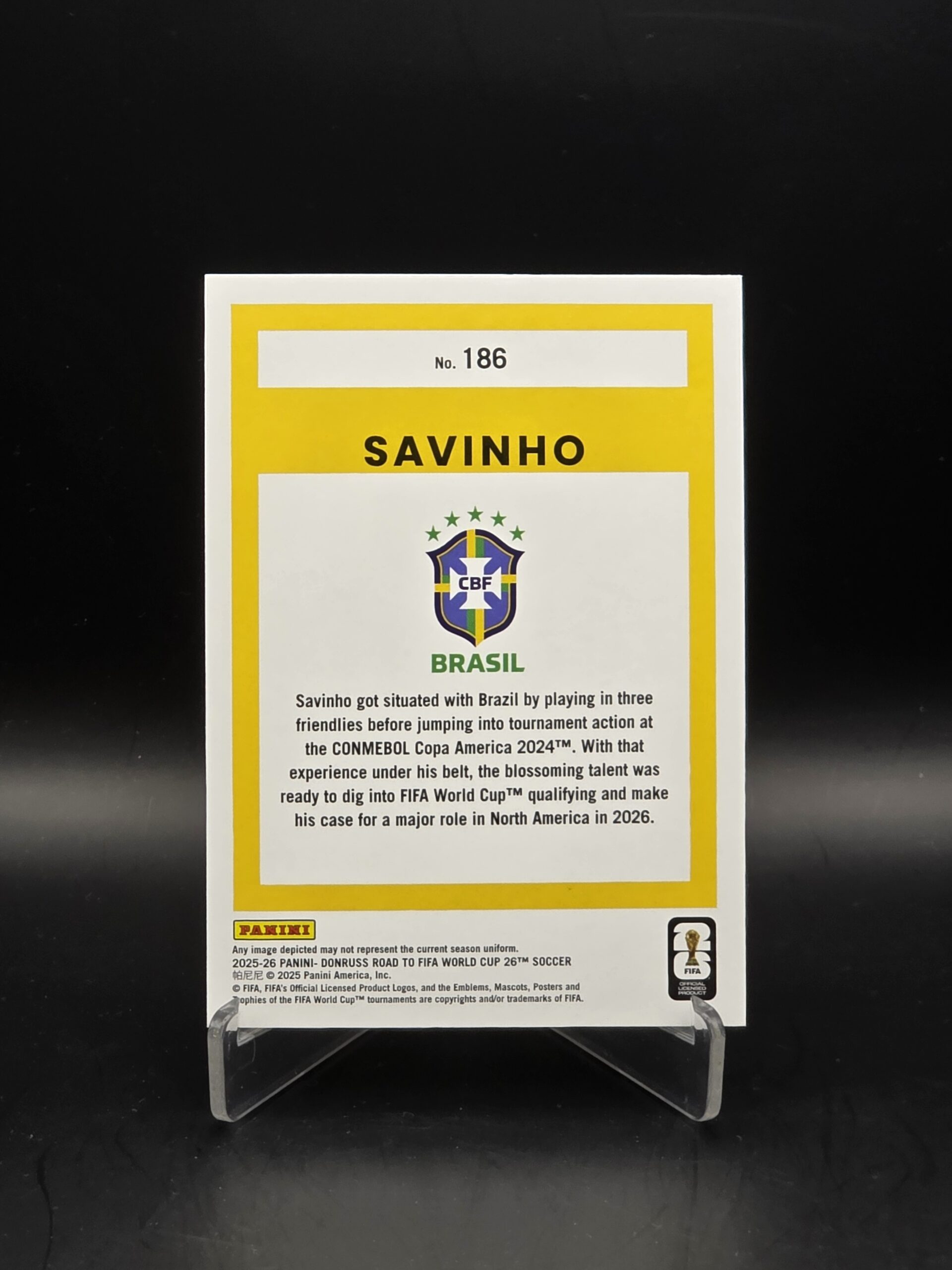 Savinho · Panini Donruss Road to FIFA World Cup 26 · 2025-26 · n°186 · Brésil – Image 2